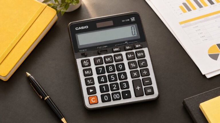 เครื่องคิดเลข Casio GX-120B บนโต๊ะทำงาน