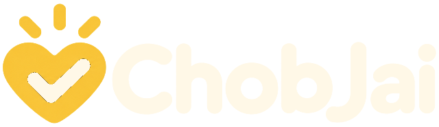 โลโก้ ChobJai สีอ่อนสำหรับพื้นเข้ม