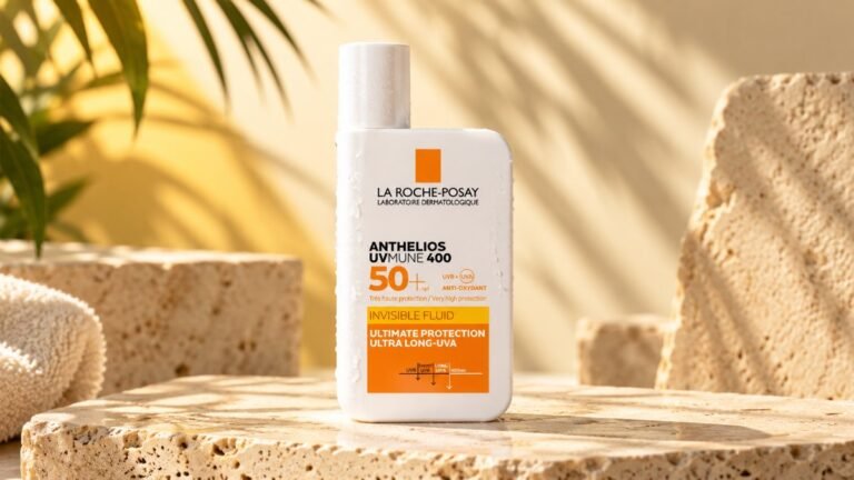 กันแดด La Roche-Posay UVMune 400 Invisible Fluid บนแท่นหินครีม