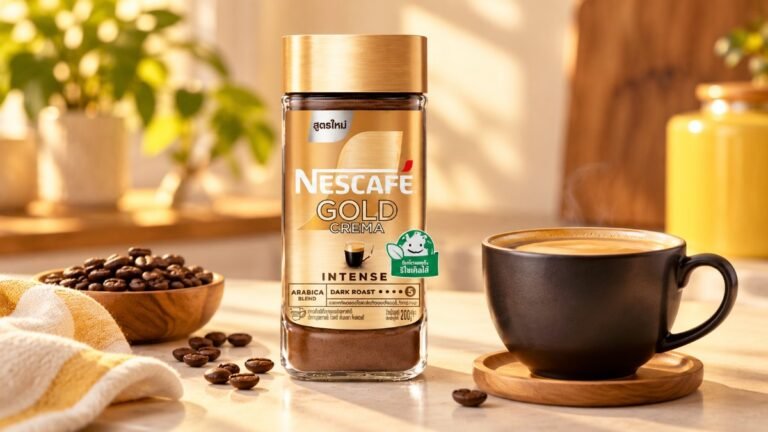 กาแฟ Nescafé Gold Crema Intense ขวดแก้ว 200 กรัม กับกาแฟดำ