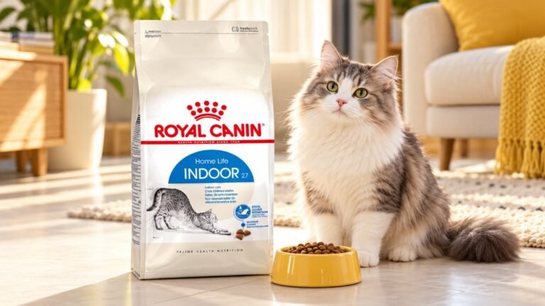 อาหารแมว Royal Canin Indoor 27 ถุง 4 กก. กับแมวในห้องนั่งเล่น