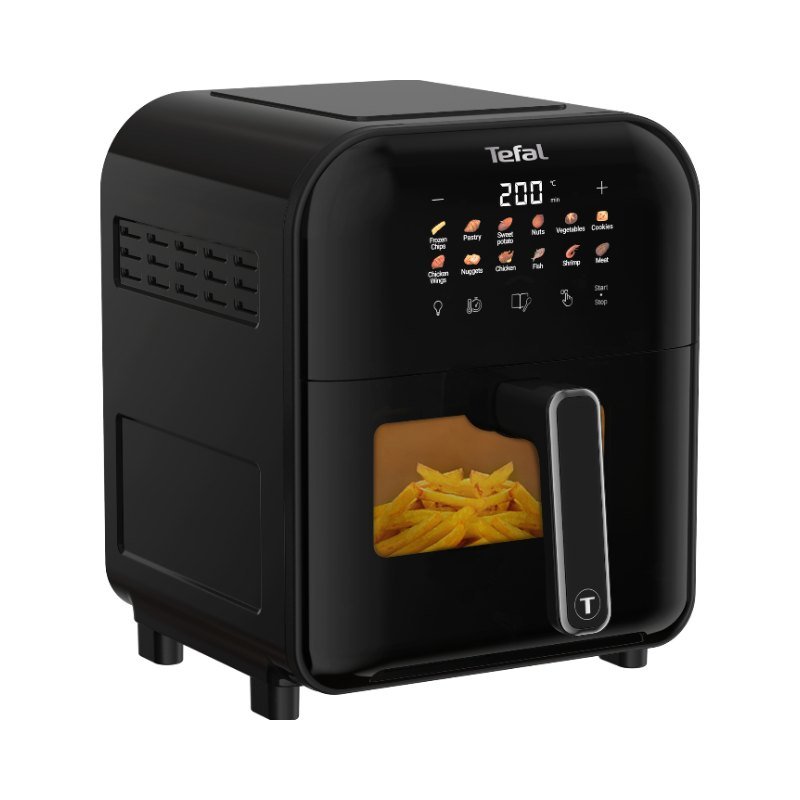 หม้อทอดไร้น้ำมัน Tefal Easy Fry Infrared 6 ลิตร รุ่น EY821868 สีดำ มีหน้าต่างกระจก